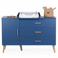 Ruime opbergcommode Bold Blue met massief houten elementen
