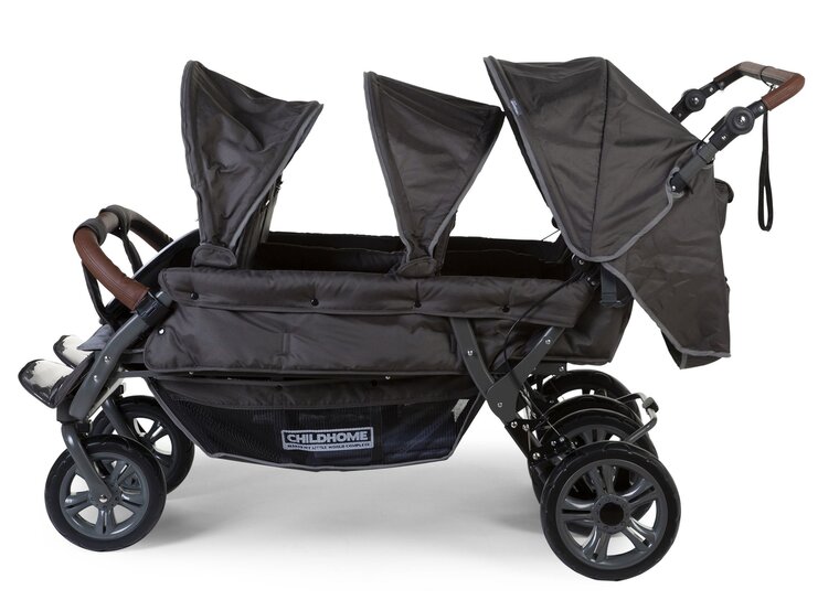 Childhome 6 kind antraciet kinderwagen + Regenhoes + Zonnekappen