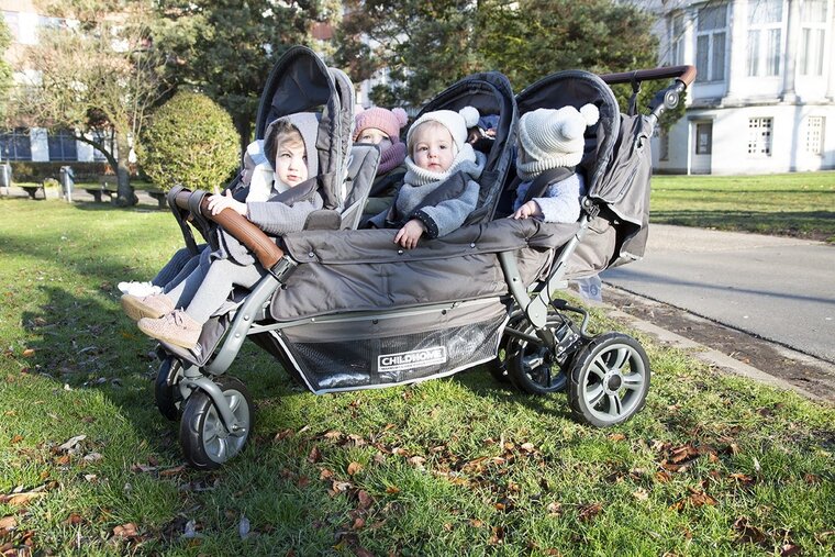 Childhome 6 kind antraciet kinderwagen + Regenhoes + Zonnekappen