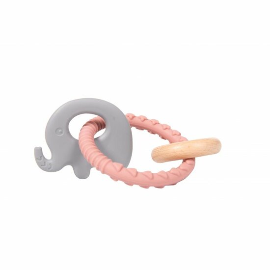 Bo Jungle B- Rattle Rings Olifant | Roze