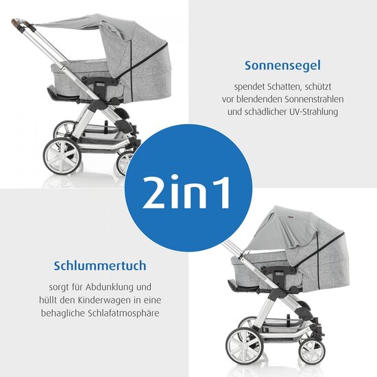 Schaduw in de kinderwagen voor de baby