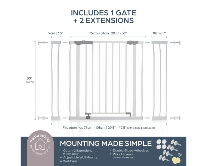 Dreambaby Ava Easyclose traphekje klemhekje wit 75-108 cm