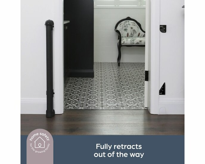 Dreambaby Glide &lsquo;N Hide oprolbaar traphekje | tot 140 cm breed en 90 cm hoog | Zwart