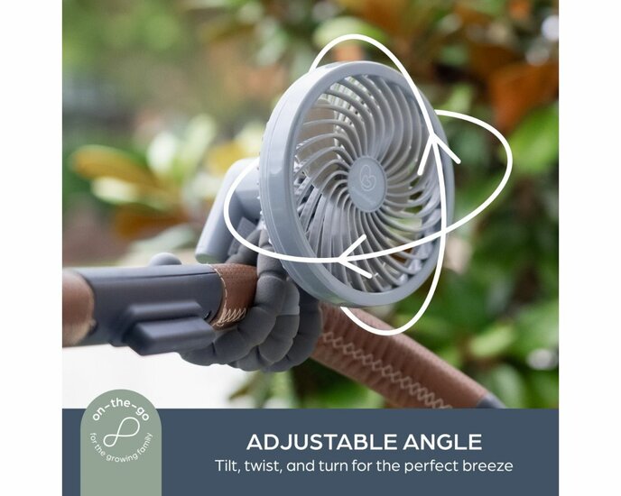 Dreambaby Smart-Grip Deluxe Ventilator | Draagbare kinderwagenventilator met flexibele poten | Grijs