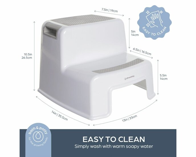 Dreambaby 2-Up opstapje &ndash; dubbel opstapje met antislip &ndash; grijs/wit