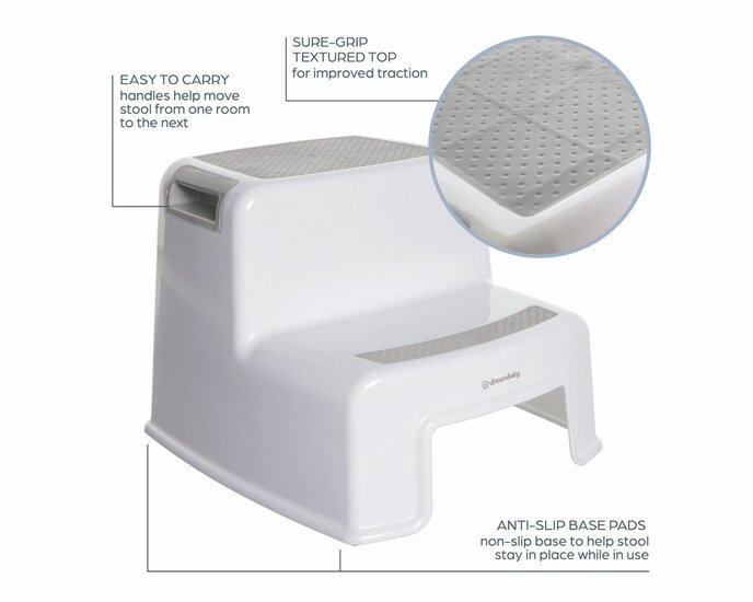 Dreambaby 2-Up opstapje &ndash; dubbel opstapje met antislip &ndash; grijs/wit