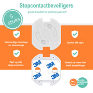 Extra stevige stopcontactbeveiligers met 3M tape - Wit (5 stuks)